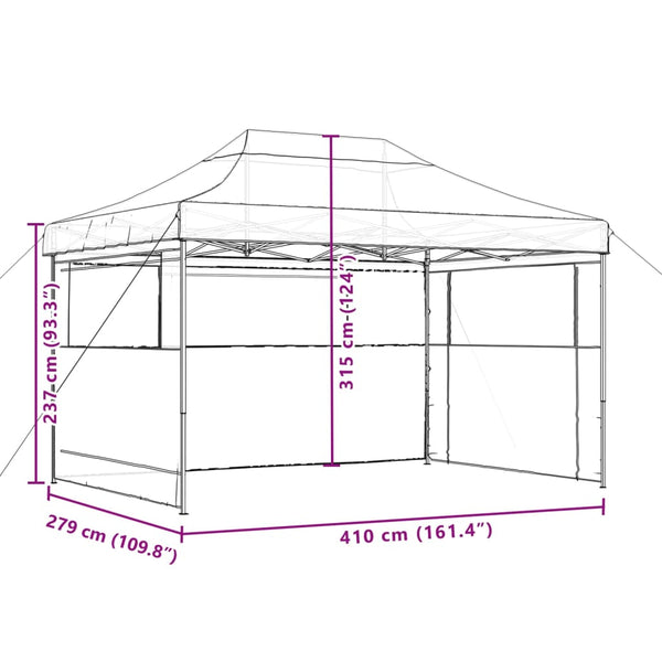 Beige taitettava pop-up juhlateltta Marguerita (3 sivuseinällä)