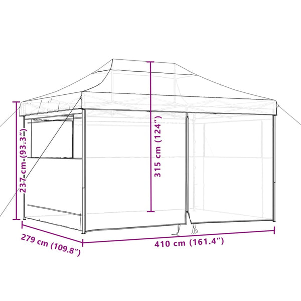 Beige taitettava pop-up juhlateltta Marguerita (4 sivuseinällä)
