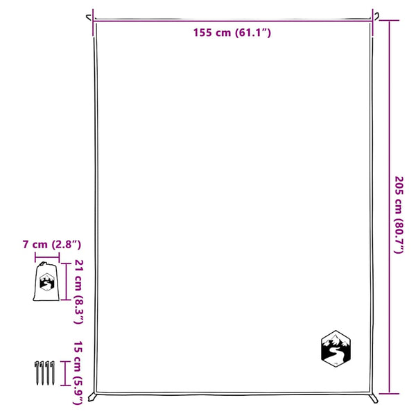 Piknikhuopa maatapeilla vihreä 205x155 cm