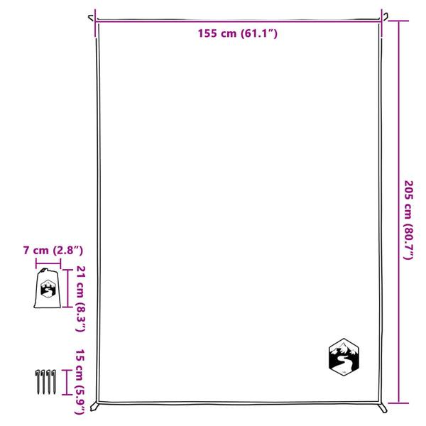 Piknikhuopa maatapeilla sininen 205x155 cm