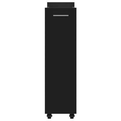 Kaappi pyörillä musta 60x22x79 cm tekninen puu