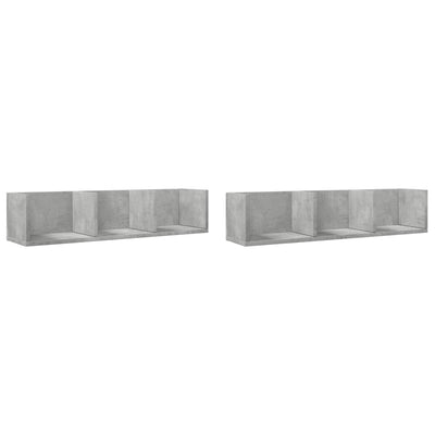 Seinäkaapit 2 kpl betoninharmaa 75x18x16,5 cm tekninen puu