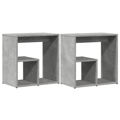 Sivupöydät 2 kpl betoninharmaa 50x30x50 cm tekninen puu