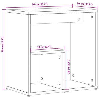 Sivupöydät 2 kpl betoninharmaa 50x30x50 cm tekninen puu
