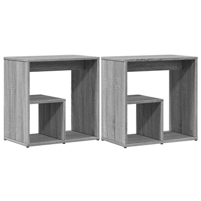 Sivupöydät 2 kpl harmaa Sonoma 50x30x50 cm tekninen puu