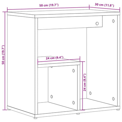 Sivupöydät 2 kpl ruskea tammi 50x30x50 cm tekninen puu