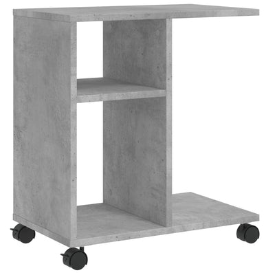Sivukaappi pyörillä betoninharmaa 50x30x55 cm tekninen puu