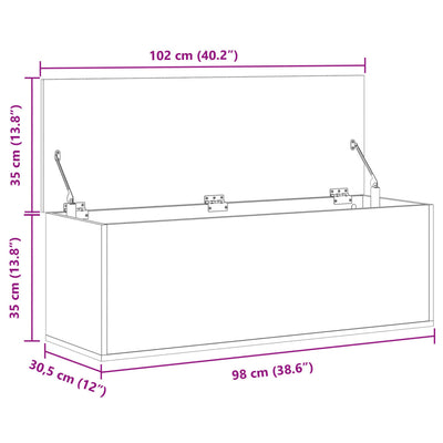 Säilytyslaatikko ruskea tammi 102x35x35 cm tekninen puu