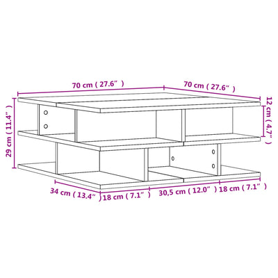 Sohvapöytä betoninharmaa 70x70x29 cm lastulevy