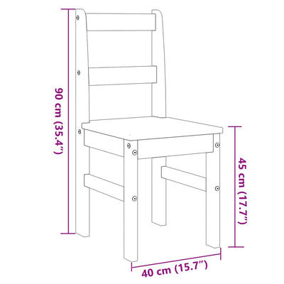 Ruokatuolit 2 kpl Panama harmaa 40x46x90 cm täysi mänty