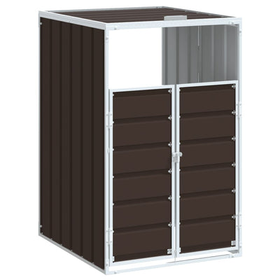 Wheelie Bin Säilytys Single Bin Ruskea 72x81x115 cm Teräs