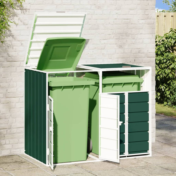 Vihreä wheelie bin säilytys kaksoisastioille Torres 144x81x113cm (teräs)