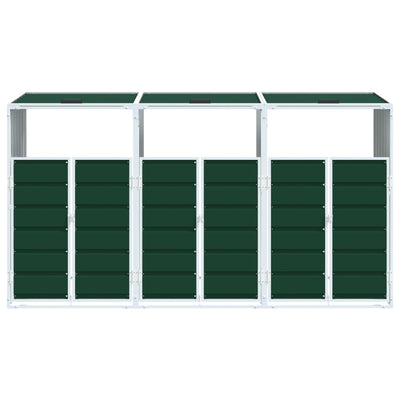 Wheelie Bin Säilytys Triple Bins Vihreä 216x81x115 cm Teräs