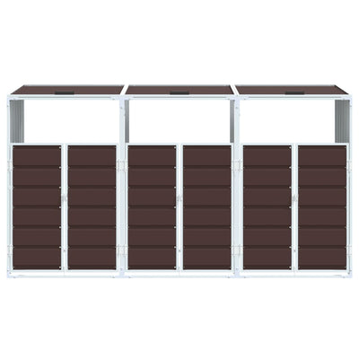 Wheelie Bin Säilytys Triple Bins Ruskea 216x81x115 cm Teräs