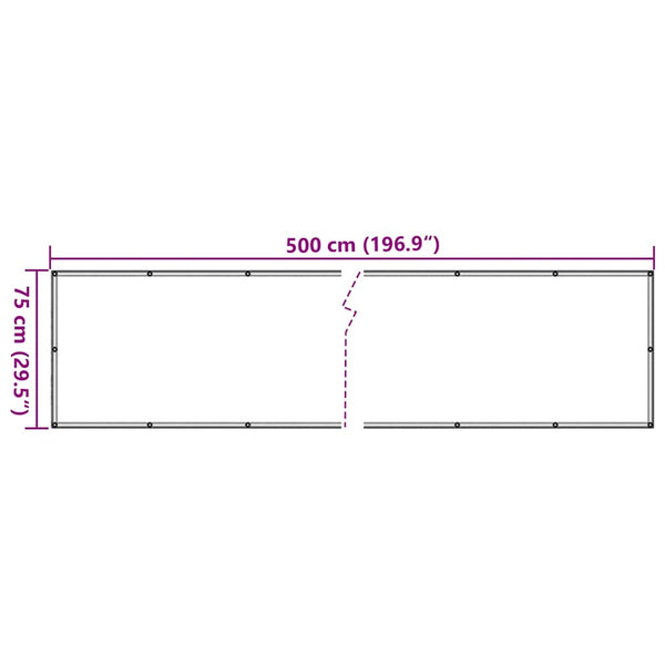 Parvekkeen yksityisyyssuoja antrasiitti 500x75 cm PVC