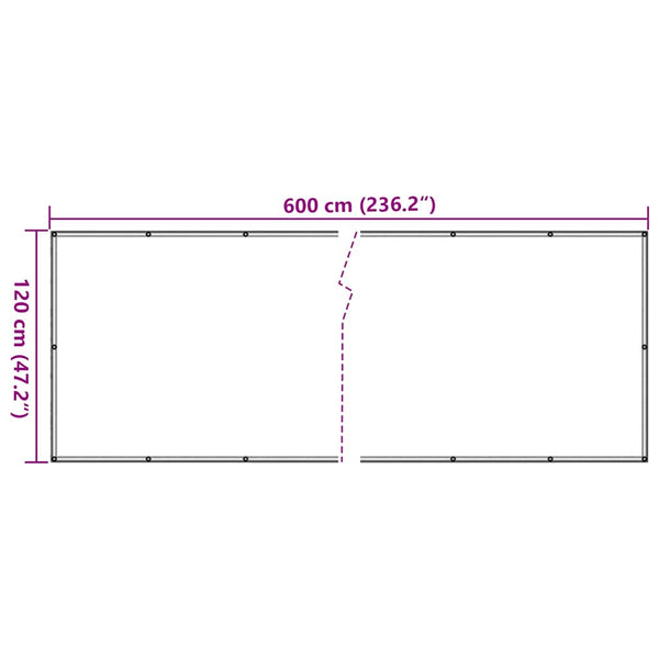 Parvekkeen yksityisyyssuoja harmaa 600x120 cm PVC