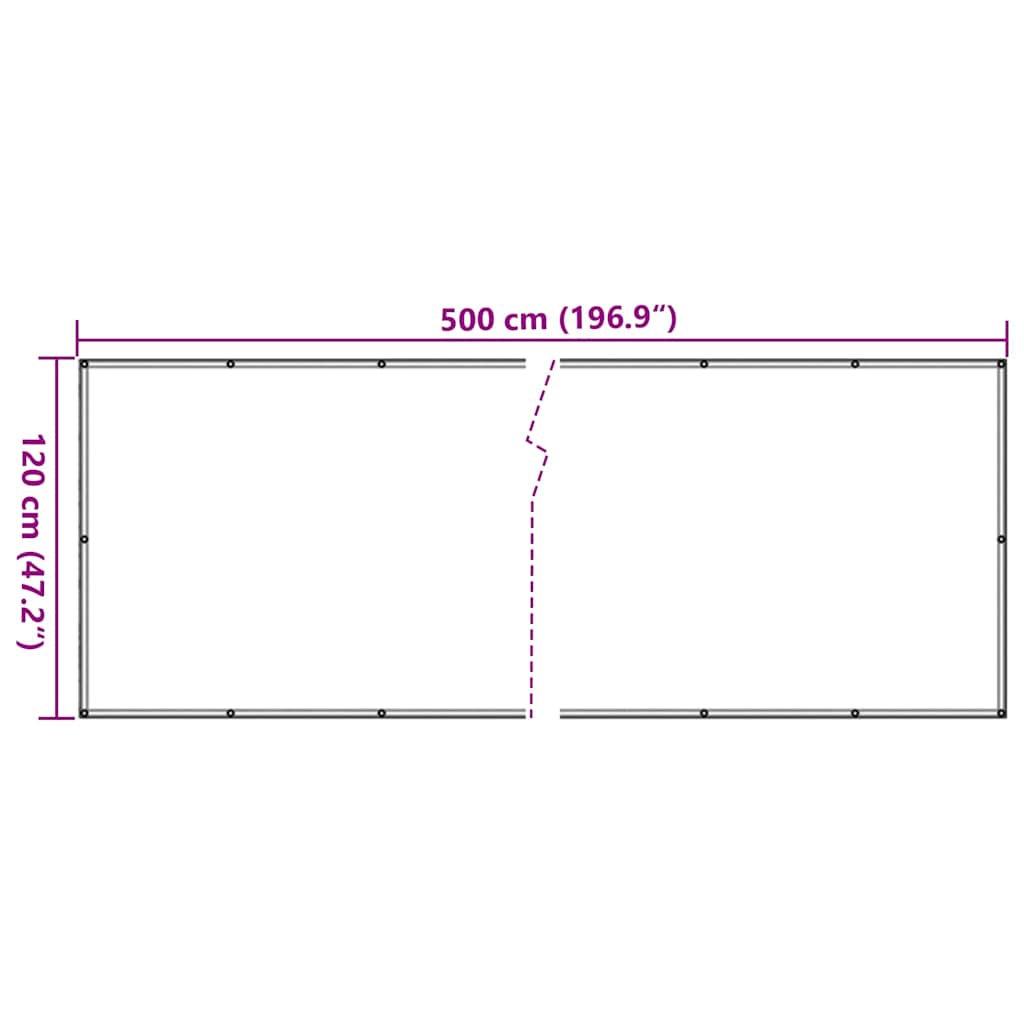 Parvekkeen yksityisyyssuoja valkoinen 500x120 cm PVC