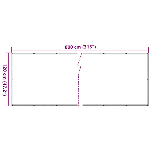 Parvekkeen yksityisyyssuoja valkoinen 800x120 cm PVC