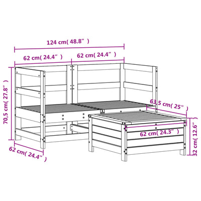 Ulkosohvasarja Ordace (3-osainen, douglaskuusi)