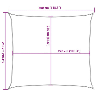 Aurinkopurje 160 g/m² suorakaide vaaleanharmaa 2,5x3 m HDPE