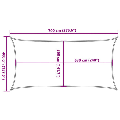Aurinkopurje 160 g/m² suorakaide vaaleanharmaa 4x7 m HDPE