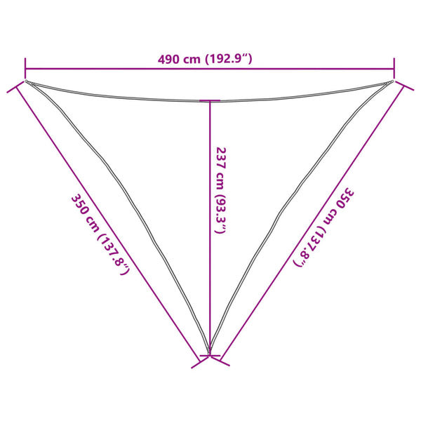 Aurinkokenkäpurje 160 g/m² Kolmionmuotoinen vaaleanharmaa 3,5x3,5x4,9 m HDPE