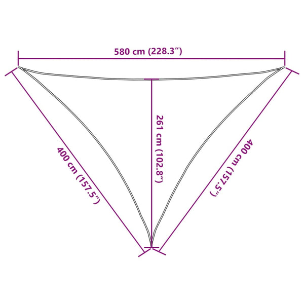 Aurinkokenkäpurje 160 g/m² Kolmionmuotoinen vaaleanharmaa 4x4x5,8 m HDPE