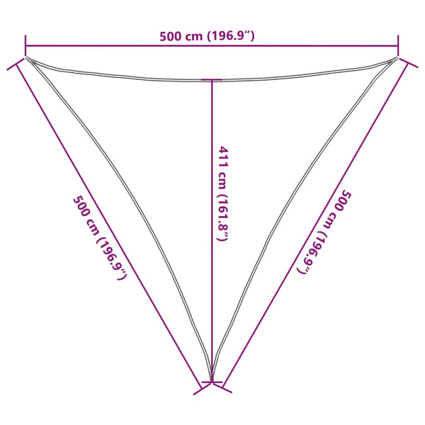 Aurinkokenkäpurje 160 g/m² Kolmionmuotoinen vaaleanharmaa 5x5x5 m HDPE