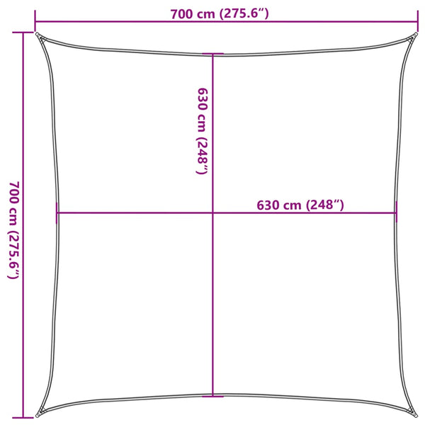 Aurinkopurje 160 g/m² neliö hiekka 7x7 m HDPE