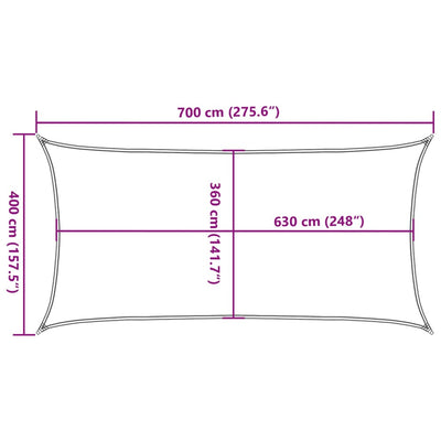 Aurinkopurje 160 g/m² suorakaide hiekka 4x7 m HDPE