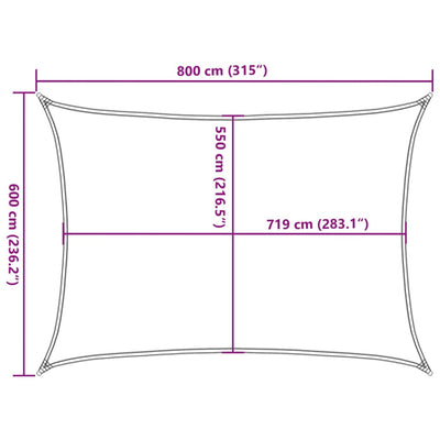 Aurinkopurje 160 g/m² suorakaide hiekka 6x8 m HDPE