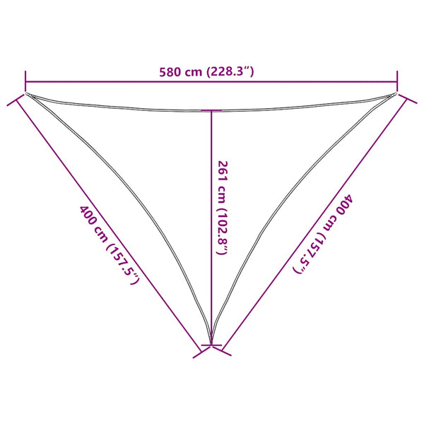 Aurinkokenkäpurje 160 g/m² Kolmionmuotoinen hiekka 4x4x5,8 m HDPE
