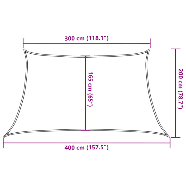 Aurinkokenkäpurje 160 g/m² Puolisuunnikas hiekka 3/4x2 m HDPE
