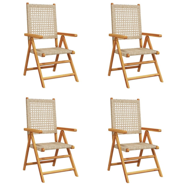 Beige puutarhanojatuolit Alenus 4 kpl (polyrottinki ja puu)