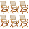 Beige taitettavat puutarhatuolit Elluska 6 kpl (polyrottinki / puu)