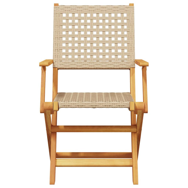 Beige taitettavat puutarhatuolit Elluska 6 kpl (polyrottinki / puu)