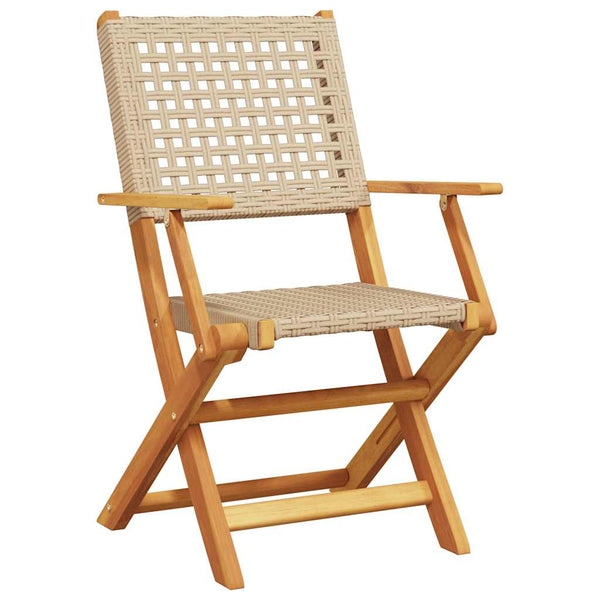 Beige taitettavat puutarhatuolit Elluska 8 kpl (polyrottinki / puu)