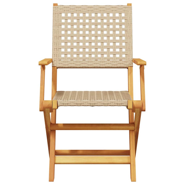 Beige taitettavat puutarhatuolit Elluska 8 kpl (polyrottinki / puu)
