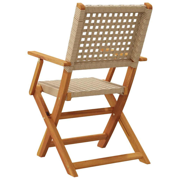 Beige taitettavat puutarhatuolit Elluska 8 kpl (polyrottinki / puu)