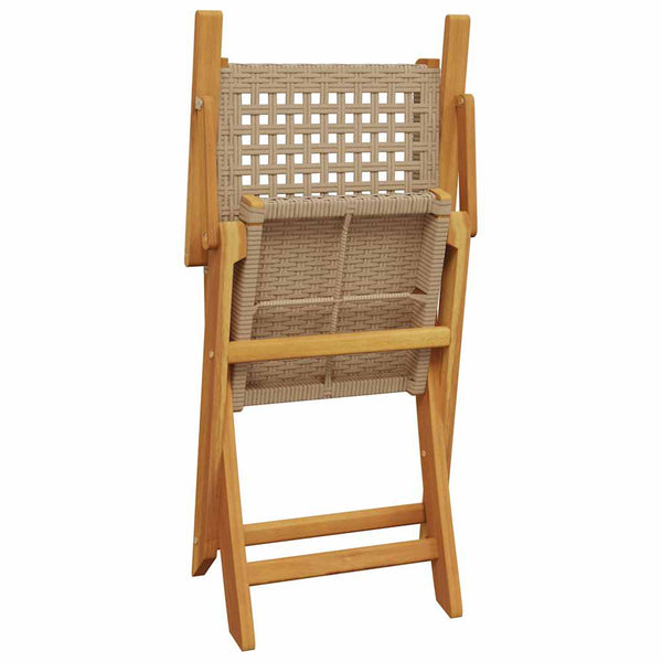 Beige taitettavat puutarhatuolit Elluska 8 kpl (polyrottinki / puu)