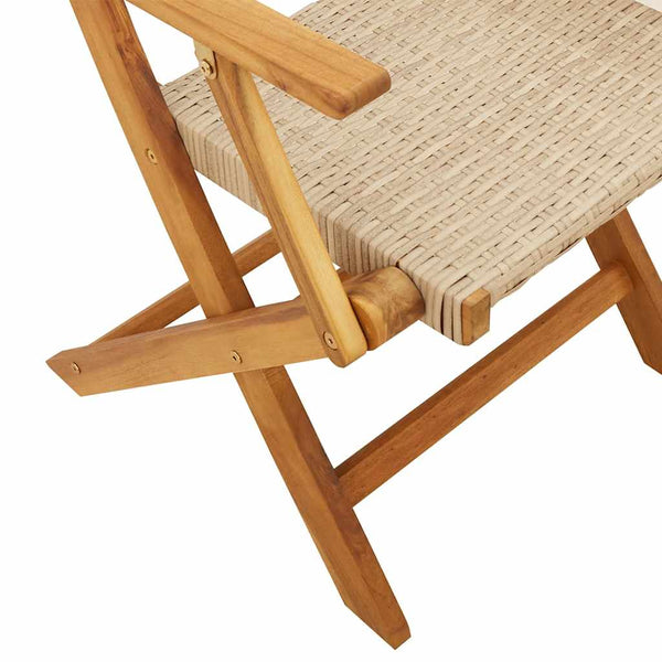 Beige taitettavat puutarhatuolit Elluska 8 kpl (polyrottinki / puu)