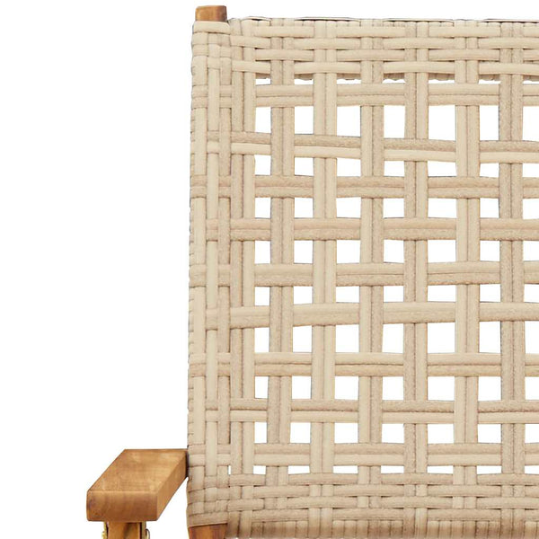 Beige taitettavat puutarhatuolit Elluska 8 kpl (polyrottinki / puu)