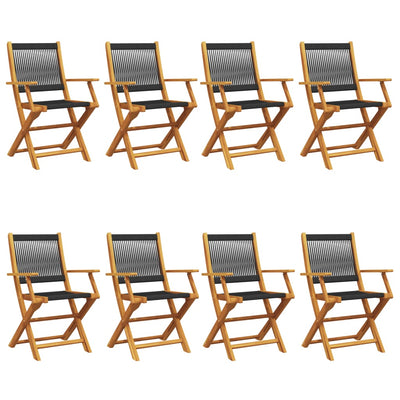 Musta taitettavat puutarhatuolit Nectare 8 kpl (akasiapuu)