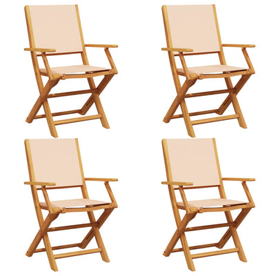 Taitettavat puutarhatuolit 4 kpl beige kangas ja täysi puu