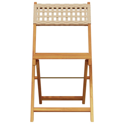 Taitettavat puutarhatuolit 6 kpl beige polyrottinki / täysi puu