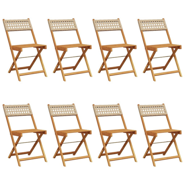 Beige taitettavat puutarhatuolit Sulta 8 kpl (polyrottinki / puu)