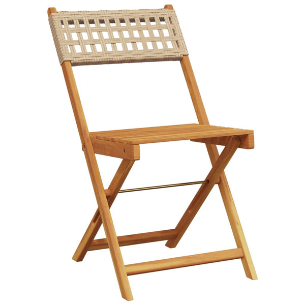 Beige taitettavat puutarhatuolit Sulta 8 kpl (polyrottinki / puu)
