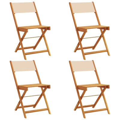 Taitettavat puutarhatuolit 4 kpl beige kangas ja täysi puu