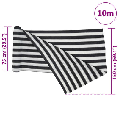 Antrasiitti ja valkoinen näkösuoja Besirgemal 1,5x10 m (hdpe 150 g/m²)