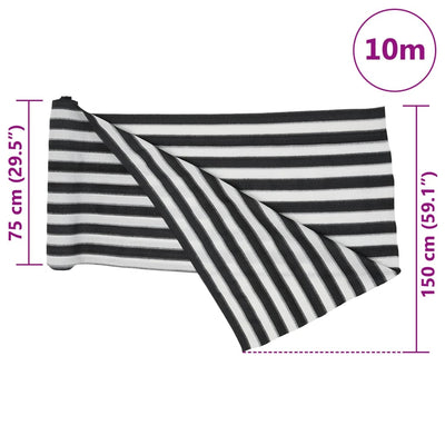 Antrasiitti ja valkoinen näkösuoja Besirgemal 1,5x10 m (hdpe 195 g/m²)